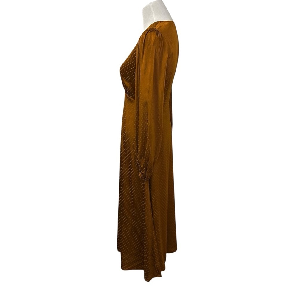 & Other Stories Womens Polka Dot V-Neck Satin Midi Dress Size 4 Burnt Orange - Picture 6 of 11